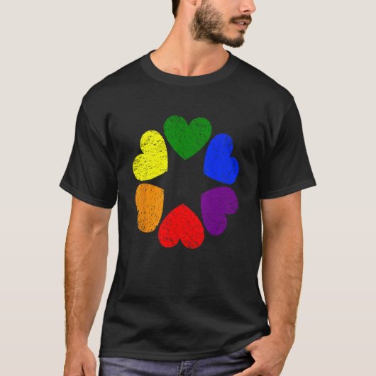 Heart Rainbow Flag LGBT Gay Pride Month Support LG Tシャツ (正面)