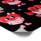 Heart Reading Books Valentine Teacher Boy Girl Boo ポスター (角)