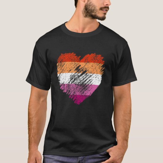 Heart Retro LGBT Pride Month Support LGBTQ Flag Le Tシャツ (正面)