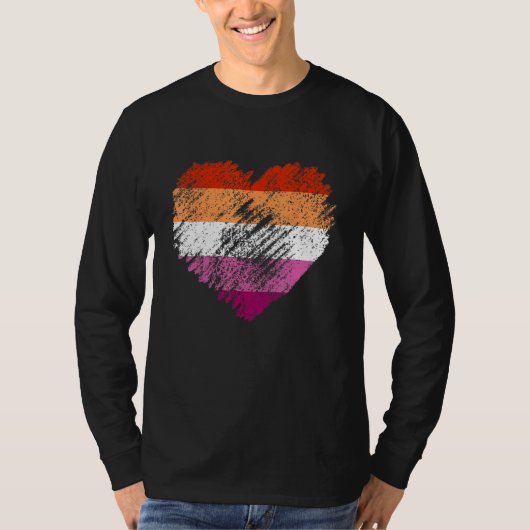 Heart Retro LGBT Pride Month Support LGBTQ Flag Le Tシャツ (正面)