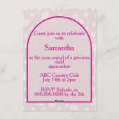 Heart Ribbon Bright Pink Baby Shower Invitation 招待状 (裏面)