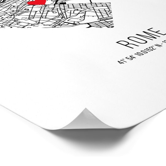 Heart Rome City Map (Italy) ポスター (角)