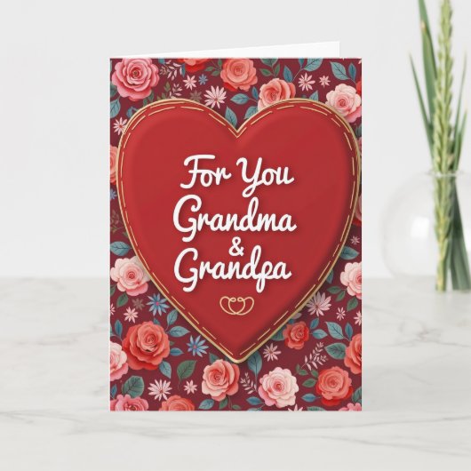 Heart Roses Grandma Grandpa Card カード (正面)