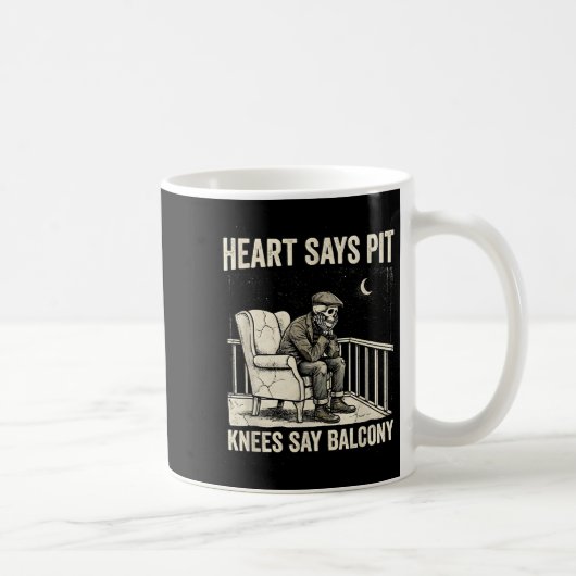 Heart Says T Knees Say Balcony Funny Old Men Music コーヒーマグカップ (右)