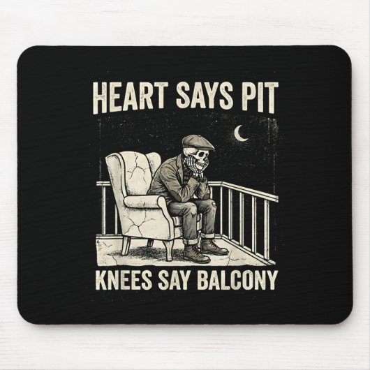 Heart Says T Knees Say Balcony Funny Old Men Music マウスパッド (正面)