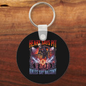 Heart Says T Knees Say Balcony Funny Old Skeleton  キーホルダー (正面)