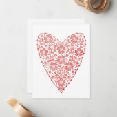 Heart Scandinavian Red White Valentine's Day ノートカード (正面/裏面インサイチュ)