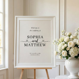 Heart Script Minimalist Wedding Welcome Sign ポスター