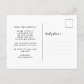 Heart Script We've Moved New Home Photo Moving 案内ポストカード (裏面)