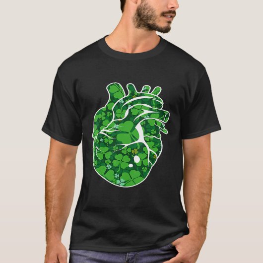 Heart Shamrock Cardiac Nurse St Patricks Day Irish Tシャツ (正面)