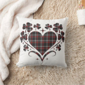 Heart Shamrock Plaid Black Classic Clover クッション (ブランケット)