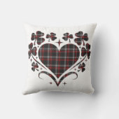 Heart Shamrock Plaid Black Classic Clover クッション (裏面)