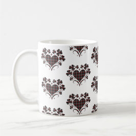 Heart Shamrock Plaid Black Classic Clover コーヒーマグカップ