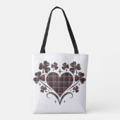 Heart Shamrock Plaid Black Classic Clover トートバッグ (裏面)
