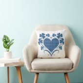 Heart Shamrock Plaid Blue Classic Clover クッション (椅子)