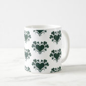 Heart Shamrock Plaid Blue Green Tartan Clover コーヒーマグカップ (正面右)