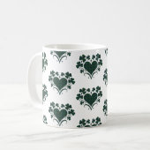 Heart Shamrock Plaid Blue Green Tartan Clover コーヒーマグカップ (正面左)