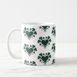 Heart Shamrock Plaid Blue Green Tartan Clover コーヒーマグカップ