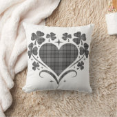 Heart Shamrock Plaid Gray Tartan Clover クッション (ブランケット)