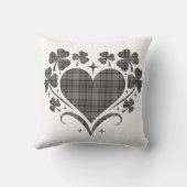 Heart Shamrock Plaid Gray Tartan Clover クッション (裏面)