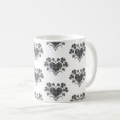Heart Shamrock Plaid Gray Tartan Clover コーヒーマグカップ (正面右)