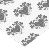 Heart Shamrock Plaid Gray Tartan Clover ショートテーブルランナー (コーナー)