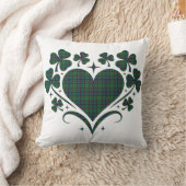 Heart Shamrock Plaid Green Blue Tartan Clover クッション (ブランケット)