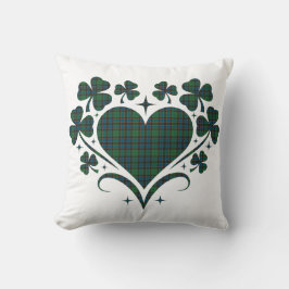 Heart Shamrock Plaid Green Blue Tartan Clover クッション
