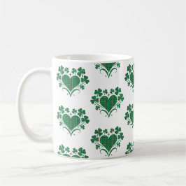 Heart Shamrock Plaid Green Classic Clover コーヒーマグカップ