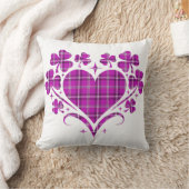 Heart Shamrock Plaid Pink Classic Clover クッション (ブランケット)