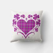 Heart Shamrock Plaid Pink Classic Clover クッション (裏面)