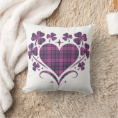 Heart Shamrock Plaid Purple Teal Tartan Clover クッション (ブランケット)