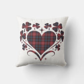Heart Shamrock Plaid Red Blue Tartan Clover クッション (裏面)