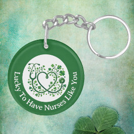 Heart Shamrock Stethocope Lucky to Have Nurses キーホルダー