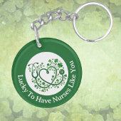 Heart Shamrock Stethocope Lucky to Have Nurses キーホルダー