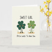 Heart Shamrock Sweet Girl Card カード (黄色い花)