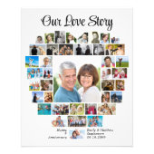 Heart Shape 40 Photo Collage Our Love Story Custom フォトプリント (正面)