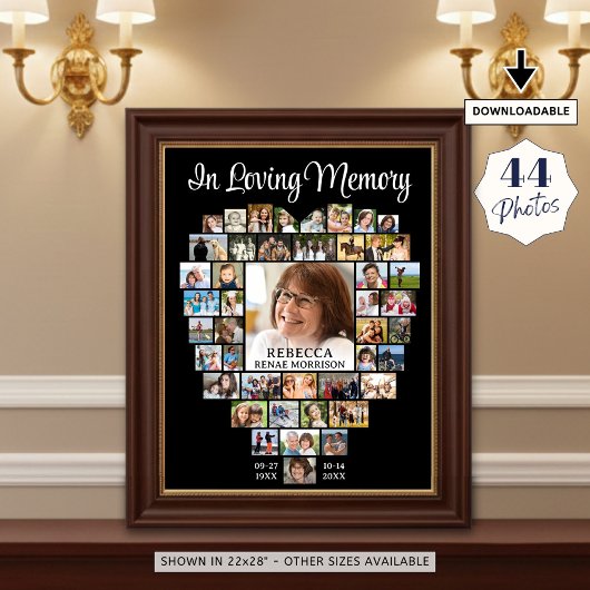 Heart Shape 44 Photos Funeral Memorial ポスター