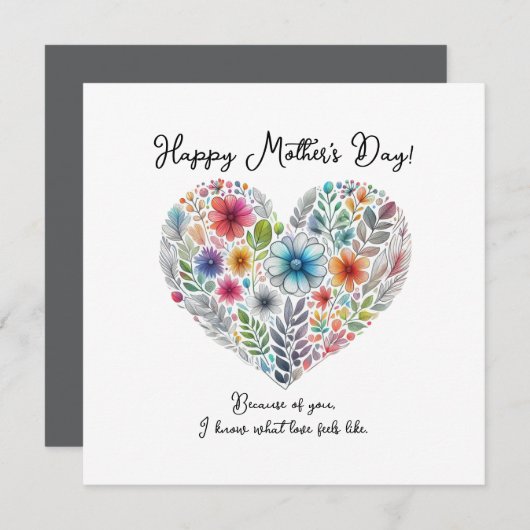 Heart Shape Happy Mother’s Day 招待状 (正面/裏面)