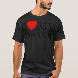 (Heart Shape) I Love My Church  Christian  Tシャツ