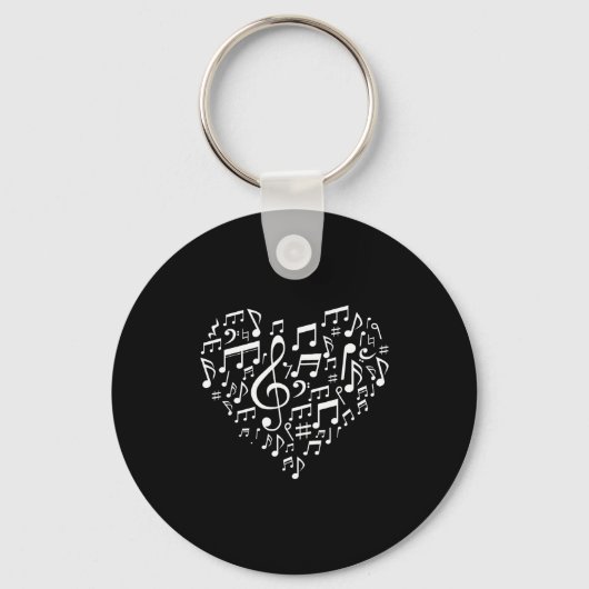 Heart Shape Musical Notes Music Lovers Gift Valent キーホルダー (正面)