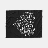 Heart Shape Musical Notes Music Lovers Gift Valent フリースブランケット (正面(横))