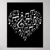 Heart Shape Musical Notes Music Lovers Gift Valent ポスター (正面)