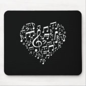 Heart Shape Musical Notes Music Lovers Gift Valent マウスパッド (正面)