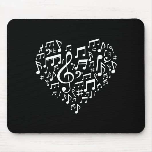 Heart Shape Musical Notes Music Lovers Gift Valent マウスパッド (正面)