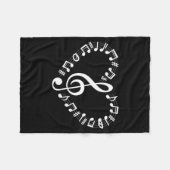 Heart Shape Musical Notes Music Lovers Happy Valen フリースブランケット (正面(横))