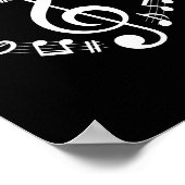 Heart Shape Musical Notes Music Lovers Happy Valen ポスター (角)