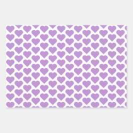 Heart Shape Plaid Pink Purple ラッピングペーパーシート