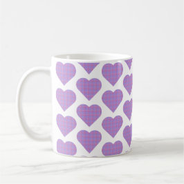Heart Shape Plaid Pink Purple Pastel コーヒーマグカップ