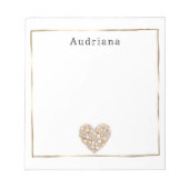 Heart Shape Sea Shells Ocean Beach Personalized ノートパッド (正面)